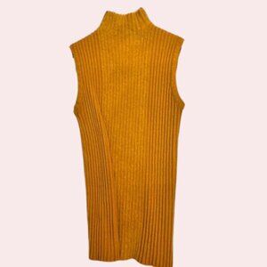 The Ribbed Turtleneck Tank Top Yellow | Rihoas
